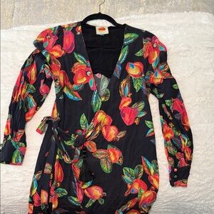 Farm Rio Floral Black Tunic Dress